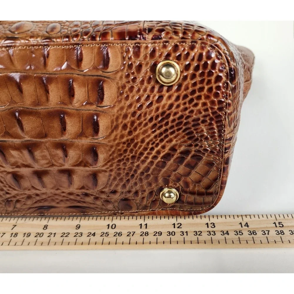 Brahmin All Day Tote Toasted Almond Croc Embossed Leather Large Shoulder Bag - Picture 14 of 14